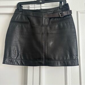 Helmut Lang Black Leather Mini Skirt, Size 4